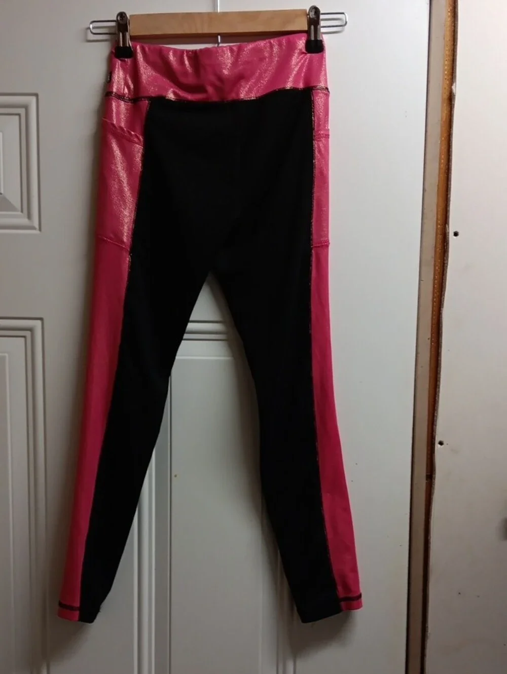 Justice Pink and Black Paneled Leggings